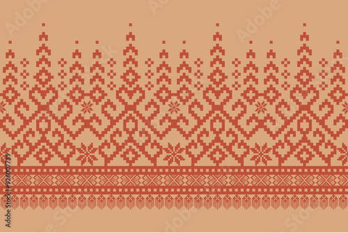 Seamless geometric pattern cross stitch pattern and Pixel ethnic pattren Design for cross stitch, ethnic, fabric, pattern, embroidery, motive cross stitch folk retro pixel, craft abstract batik.