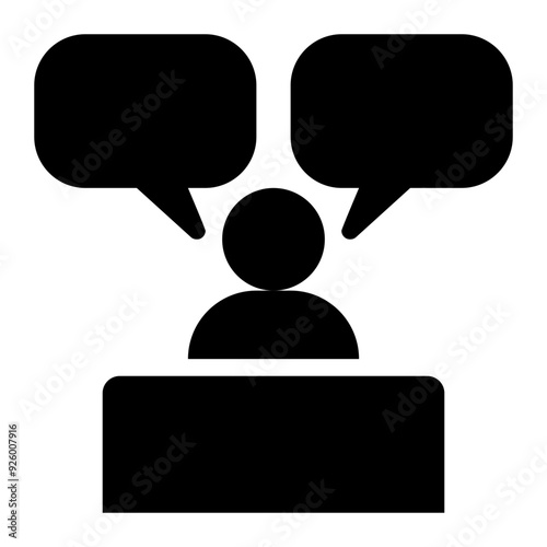  speech, speak, communications, oration, speaking, press conference solid or glyph icon