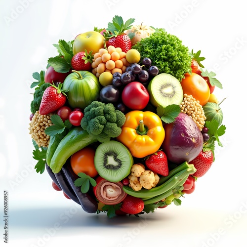 Globe Made from Fresh Food Items Celebrating World Food Day. Generative AI