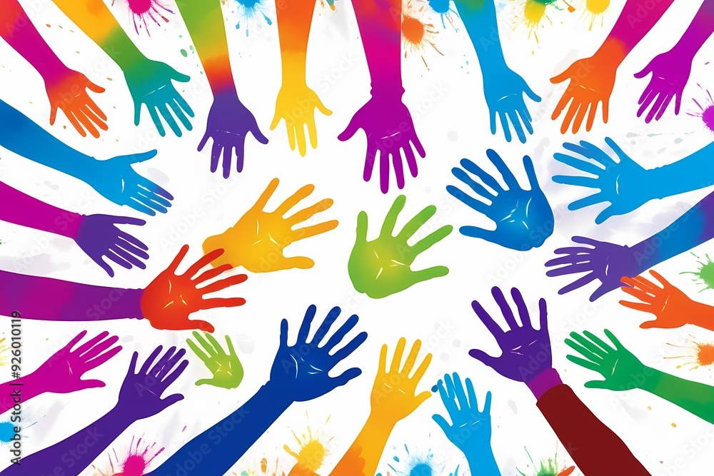 Colorful human hands on a white background. illustration. Colorful human hands on a white background. illustration.