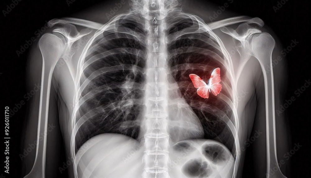 Chest x ray butterfly in heart represent relief in pain Chest x ray butterfly in heart represent relief in pain