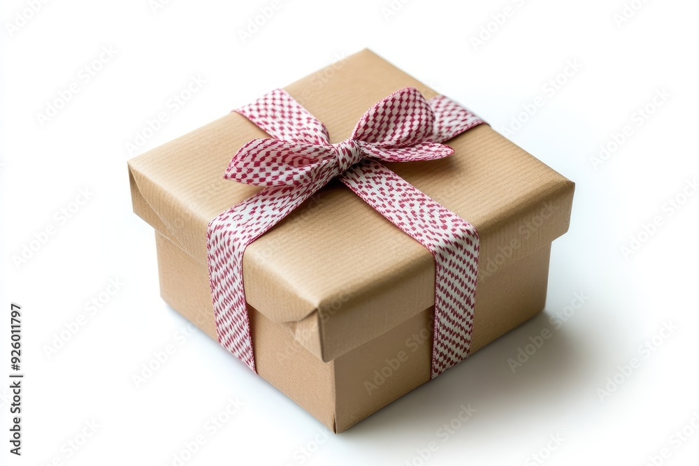 A brown gift box with a red bow. Perfect for adding a festive touch to your holiday designs. A brown gift box with a red bow. Perfect for adding a festive touch to your holiday designs.