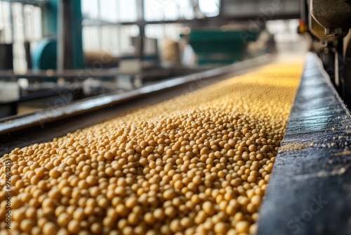 Wallpaper Mural Soybeans move down a conveyor belt. This photo can be used for agricultural and industrial stock. Torontodigital.ca