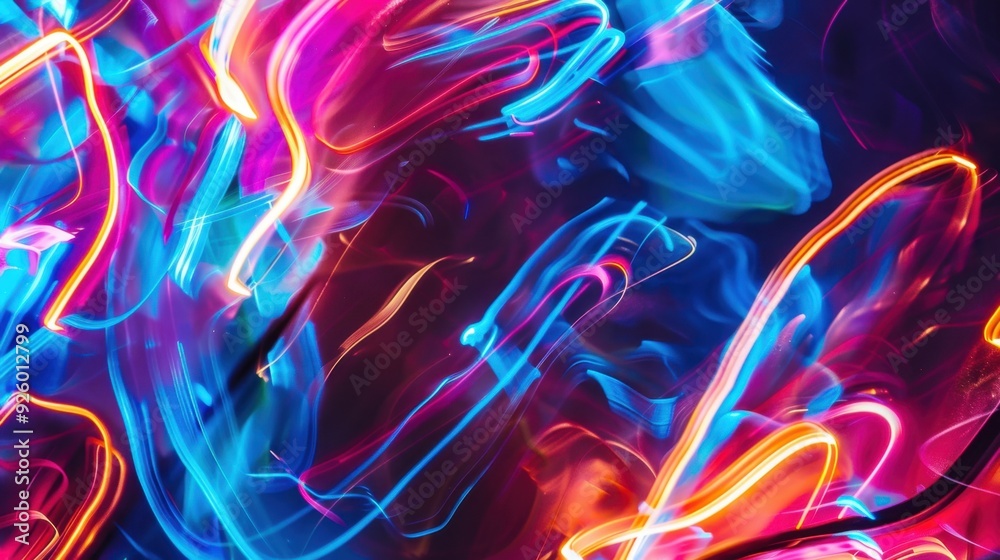 Neon lights creating abstract patterns. Neon lights creating abstract patterns.