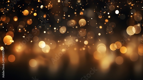 Abstract background with defocused golden lights and bokeh effect.