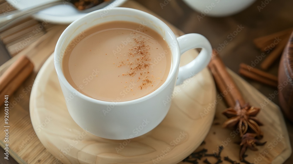 A Cup of Masala Chai with Cinnamon and Star Anise A Cup of Masala Chai with Cinnamon and Star Anise
