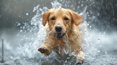 Joyful Dog Swimming Captured in High-Contrast Motion Against Pure White Background