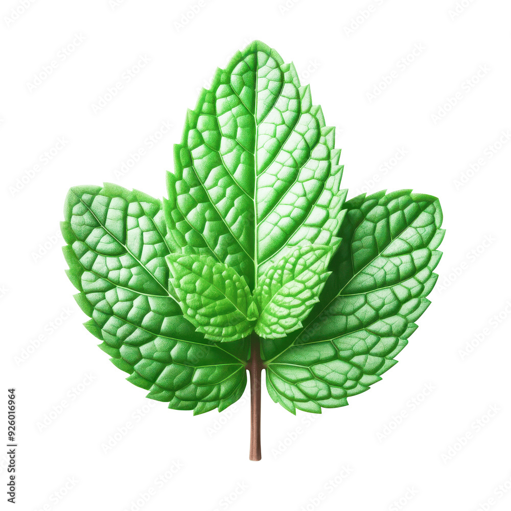 Fresh mint leaves isolated on transparent background, top view. Close up of peppermint. PNG Image Fresh mint leaves isolated on transparent background, top view. Close up of peppermint. PNG Image