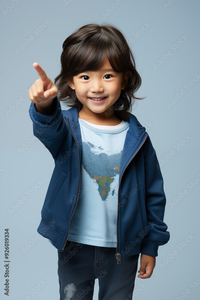 young Asian kid wearing a beige outfit is pointing at the camera, isolated on a white isolated background young Asian kid wearing a beige outfit is pointing at the camera, isolated on a white isolated background