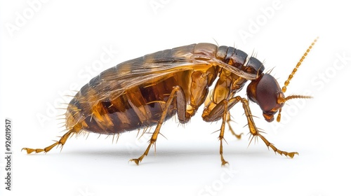 A close-up photo of a booklouse. This image is perfect for illustrating articles about insects, pests, or entomology. photo