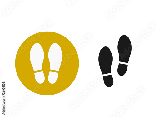Footprints on the floor for standing.