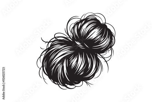 Woman with messy bun hair vector silhouette illustration