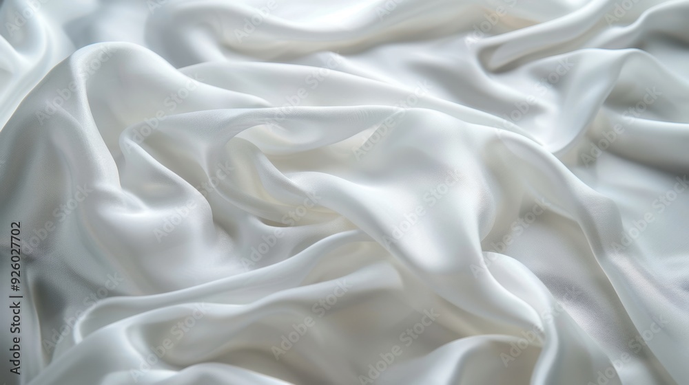 Soft waves ripple through a white fabric, forming an abstract, elegant background with subtle texture. Soft waves ripple through a white fabric, forming an abstract, elegant background with subtle texture.