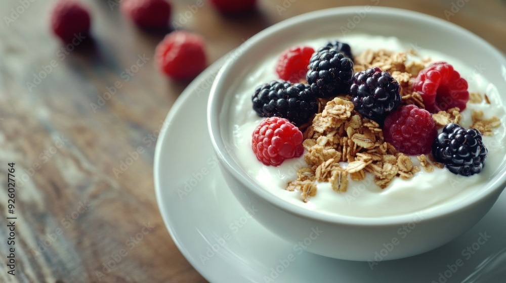 a simple breakfast with a bowl of geek yogurt a simple breakfast with a bowl of geek yogurt