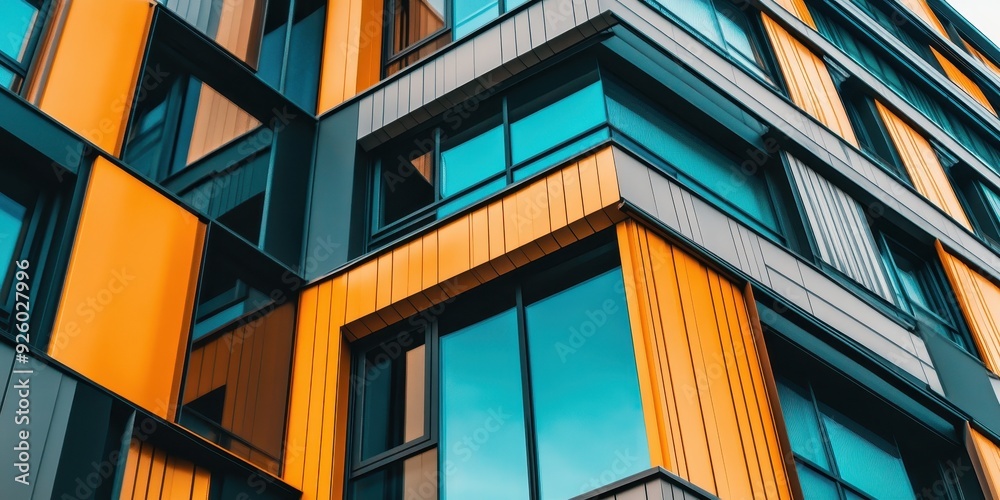 Modern abstract architecture with colorful panels captured during daylight Modern abstract architecture with colorful panels captured during daylight