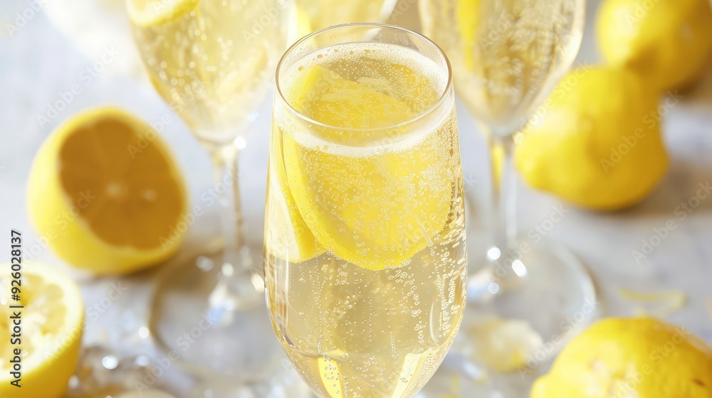 Sparkling Wine with Lemon Slices Sparkling Wine with Lemon Slices