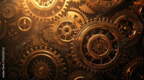 Steampunk-inspired background with gears and cogs.