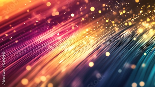 Abstract colorful background with diagonal lines and glowing bokeh.