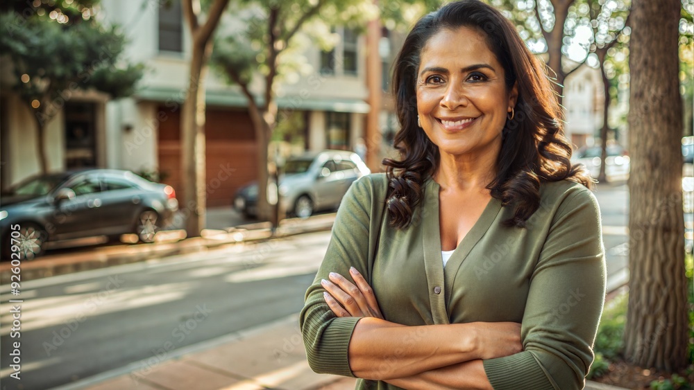 middle age hispanic woman smiling confident standi. middle age hispanic woman smiling confident standi.