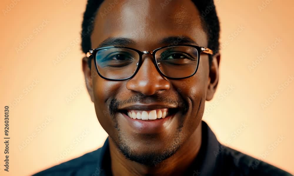 Closeup portrait of a happy african american man wearing glasses Closeup portrait of a happy african american man wearing glasses