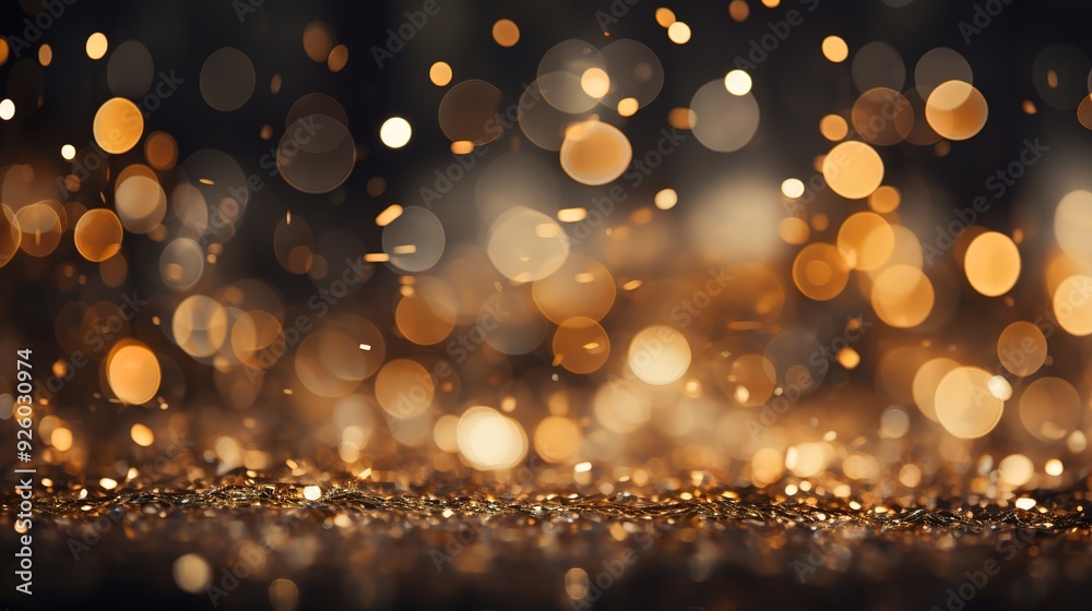 Abstract gold bokeh lights and glitter background. Abstract gold bokeh lights and glitter background.
