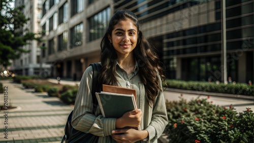 portrait of a hispanic female student standing