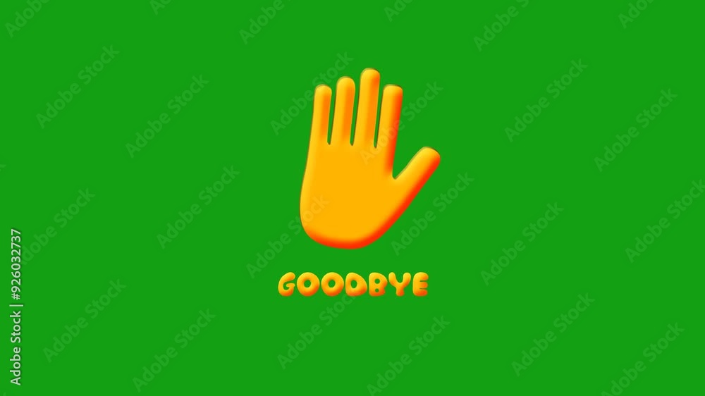 yellow Goodbye Text Animation with waving hand on green screen, 4K Footage video. yellow Goodbye Text Animation with waving hand on green screen, 4K Footage video.
