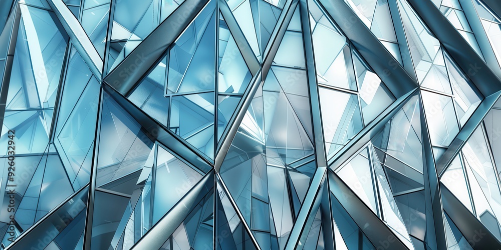 Close-up of modern steel and glass façade showcasing intricate architectural design Close-up of modern steel and glass façade showcasing intricate architectural design