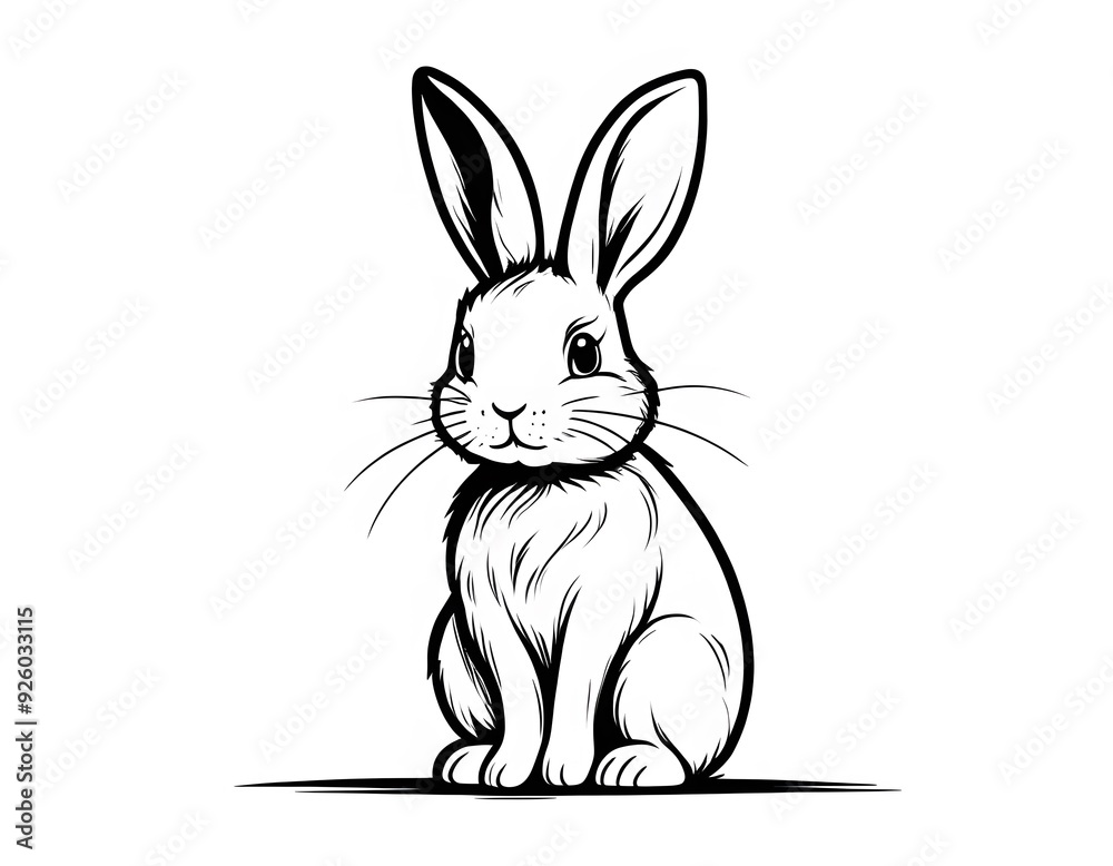 Drawing of a cute little rabbit to color. Drawing of a cute little rabbit to color.