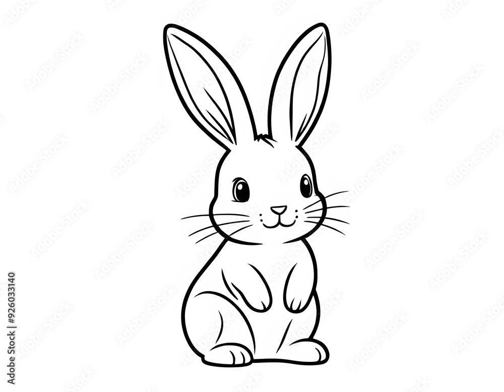 Drawing of a cute little rabbit to color. Drawing of a cute little rabbit to color.