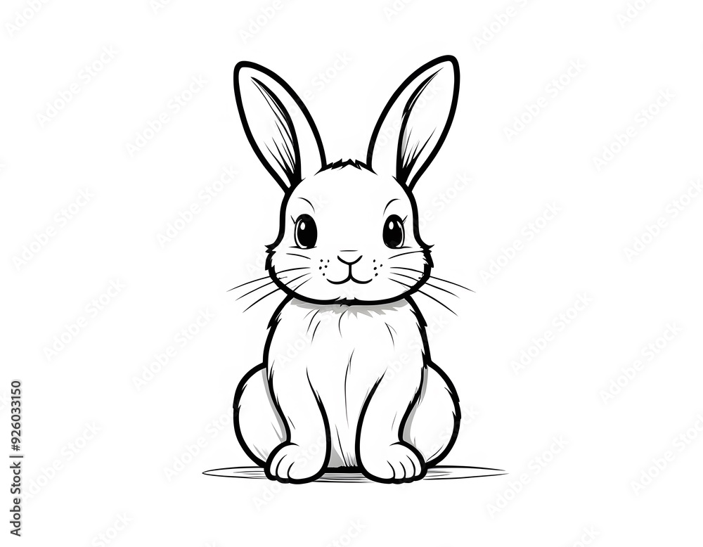 Drawing of a cute little rabbit to color. Drawing of a cute little rabbit to color.