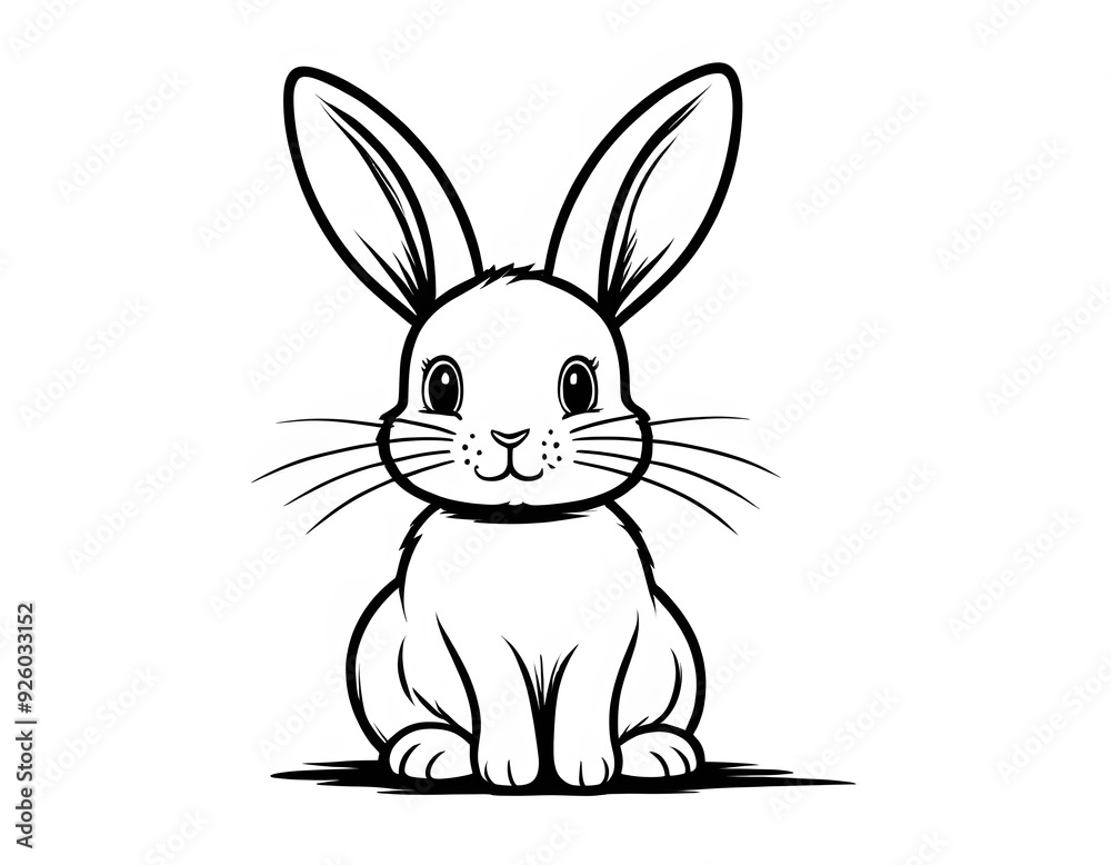 Fototapeta premium Drawing of a cute little rabbit to color.