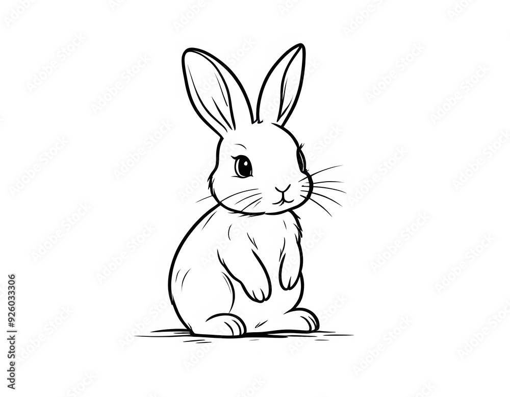 Obraz premium Drawing of a cute little rabbit to color.