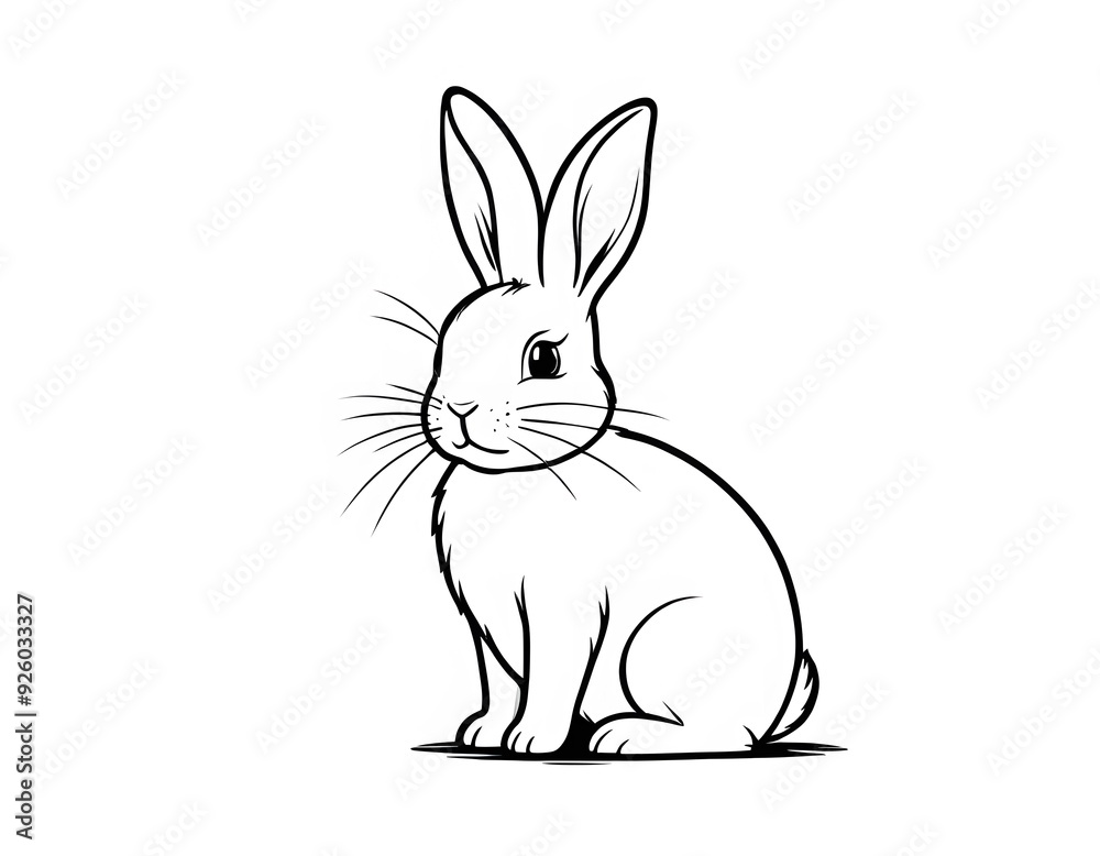 Drawing of a cute little rabbit to color. Drawing of a cute little rabbit to color.