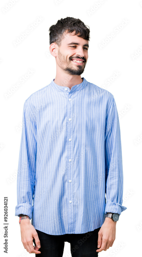 Young handsome business man over isolated background looking away to side with smile on face, natural expression. Laughing confident. Young handsome business man over isolated background looking away to side with smile on face, natural expression. Laughing confident.