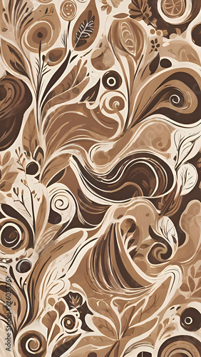 seamless pattern with  earth tones and organic elements , abstract mobile phone wallpaper background , brown shaded backdrop 