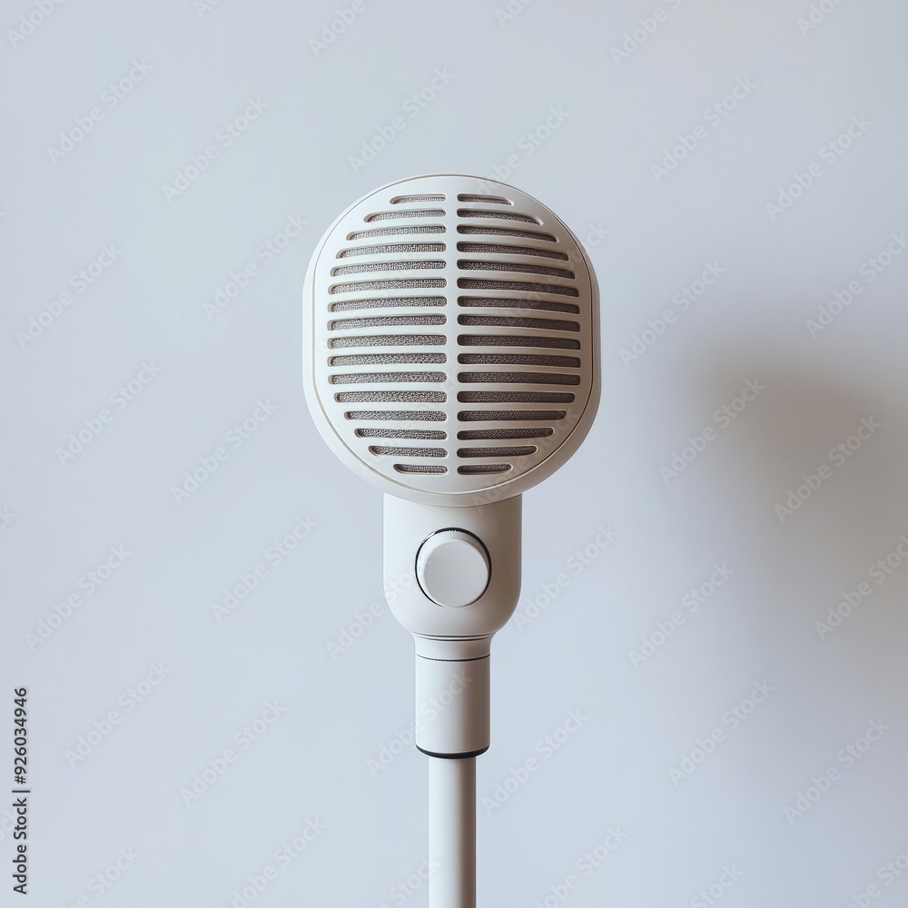 Fototapeta premium Close up of retro microphone on an isolated white background