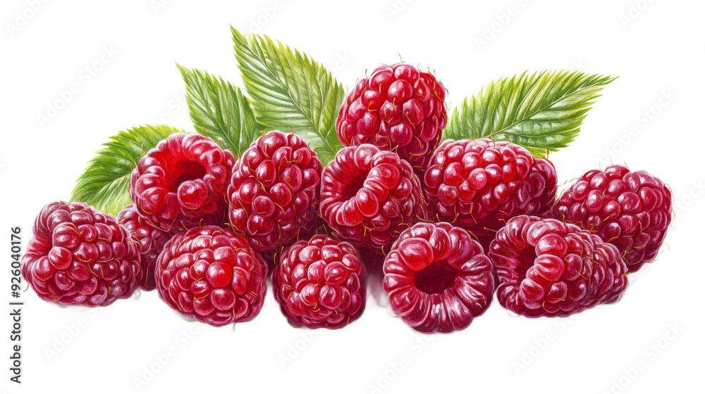 Fresh Raspberries with Green Fresh Raspberries with Green