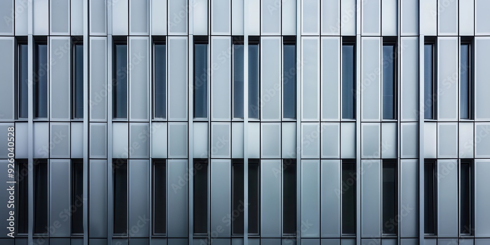 Close-up of modern architectural facade showcasing sleek blue panels and windows at an urban location Close-up of modern architectural facade showcasing sleek blue panels and windows at an urban location