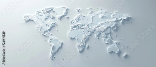 A map of the world is made of ice and snow