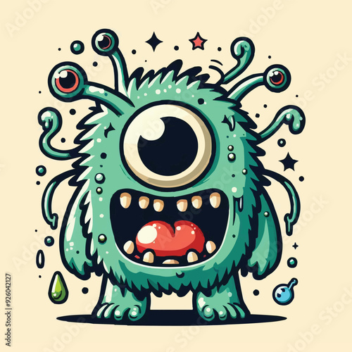 funny cute colorful monsters standing side by side, vector set illustration