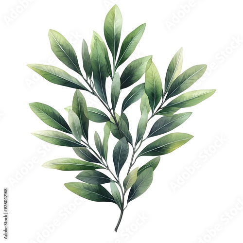 Wallpaper Mural Detailed Olive Branch with Leaves on Plain White Background Torontodigital.ca