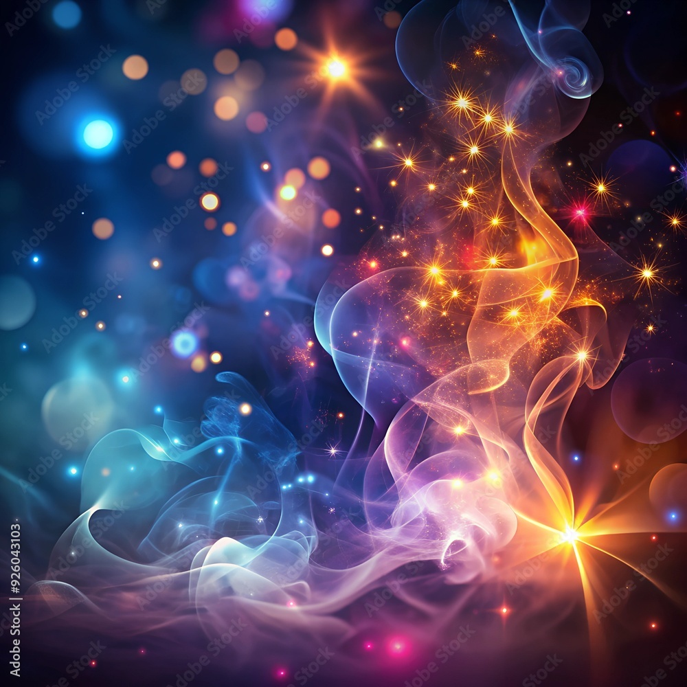 Fototapeta premium dark magic abstract bokeh background magic smoke with lights