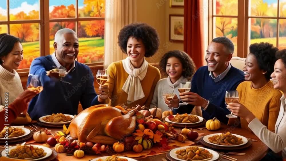  Family Enjoying Thanksgiving Dinner Together