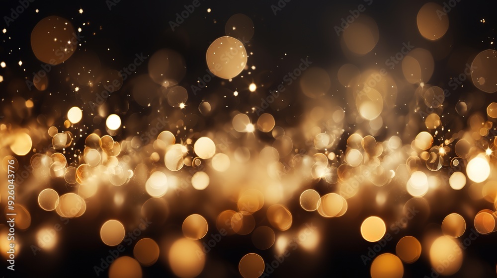 Abstract golden bokeh lights on black background. Abstract golden bokeh lights on black background.