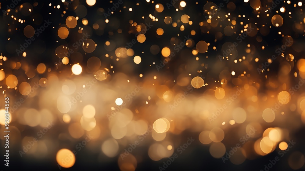 Abstract golden bokeh lights on dark background. Abstract golden bokeh lights on dark background.