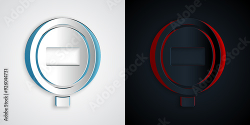 Paper cut Stop sign icon isolated on grey and black background. Traffic regulatory warning stop symbol. Paper art style. Vector