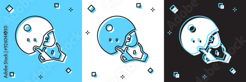 Set Modern pilot helmet icon isolated on blue and white, black background. Vector