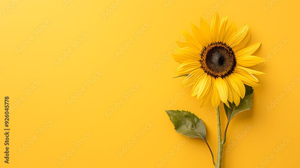 Sunflowers on yellow background