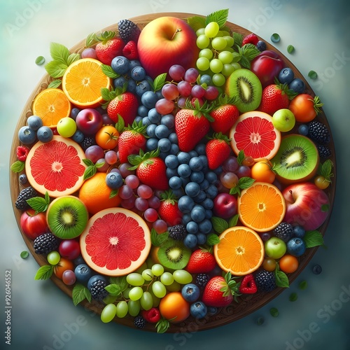 Colorful Fruit Platter with Grapes and Berries